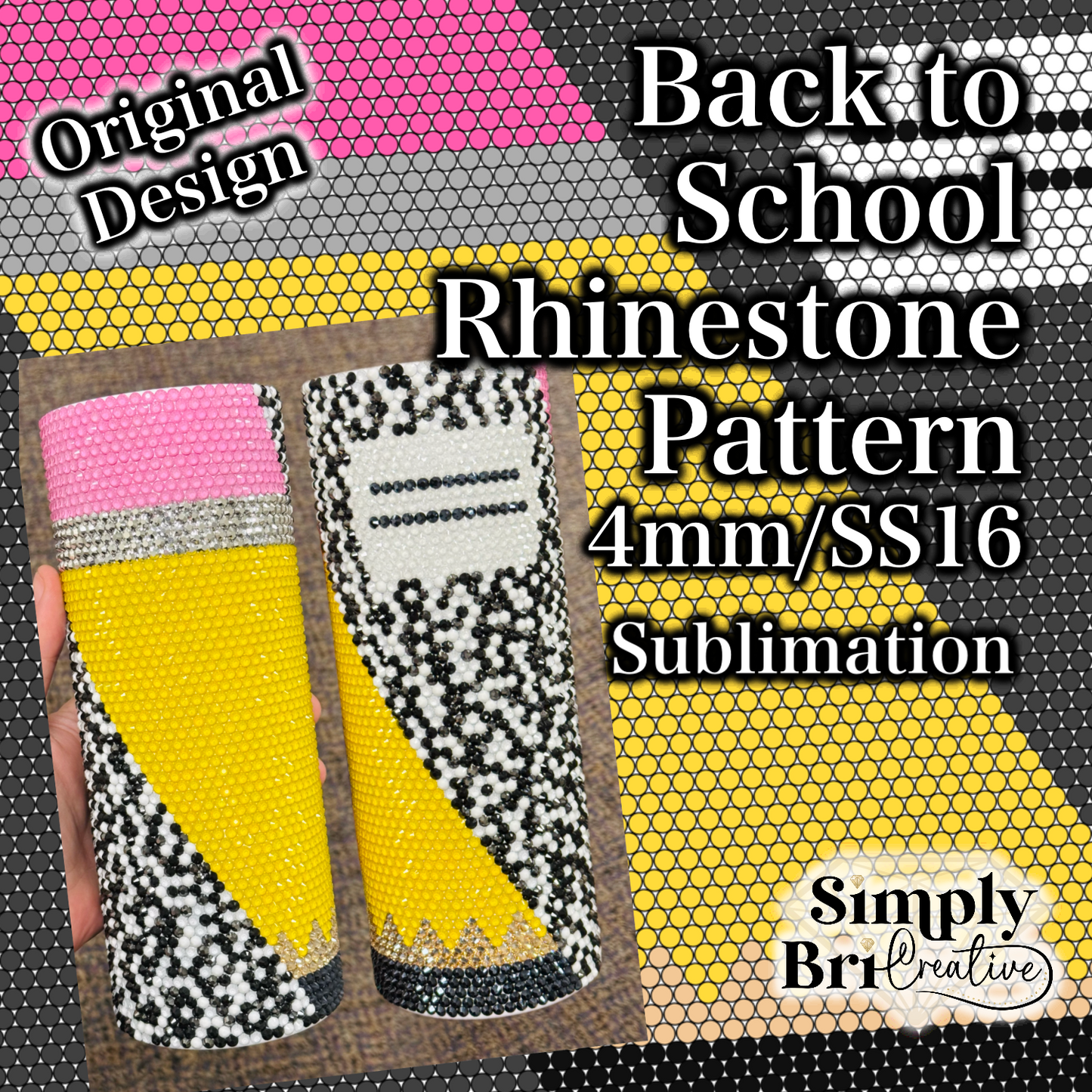 Back to School Sublimation Rhinestone Pattern (4mm/SS16)