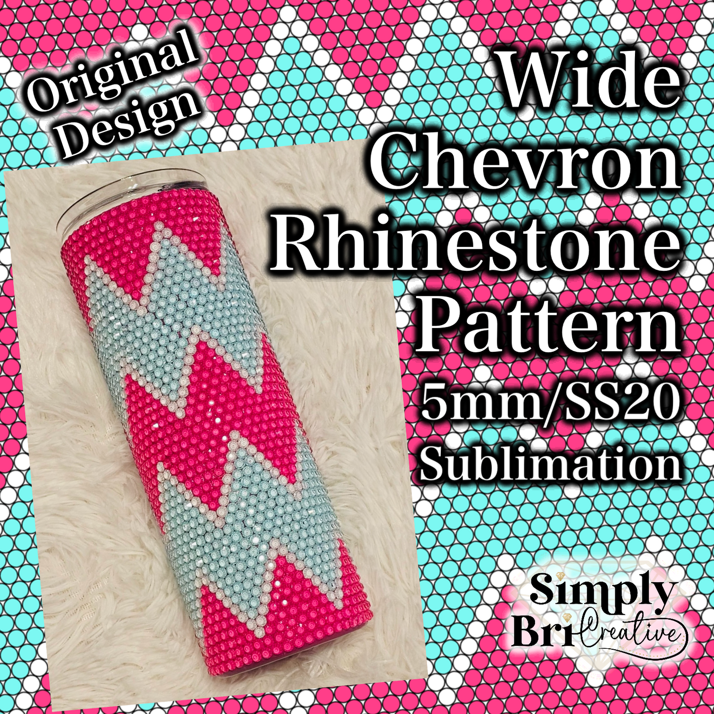 Wide Chevron Sublimation Rhinestone Pattern (5mm/SS20)