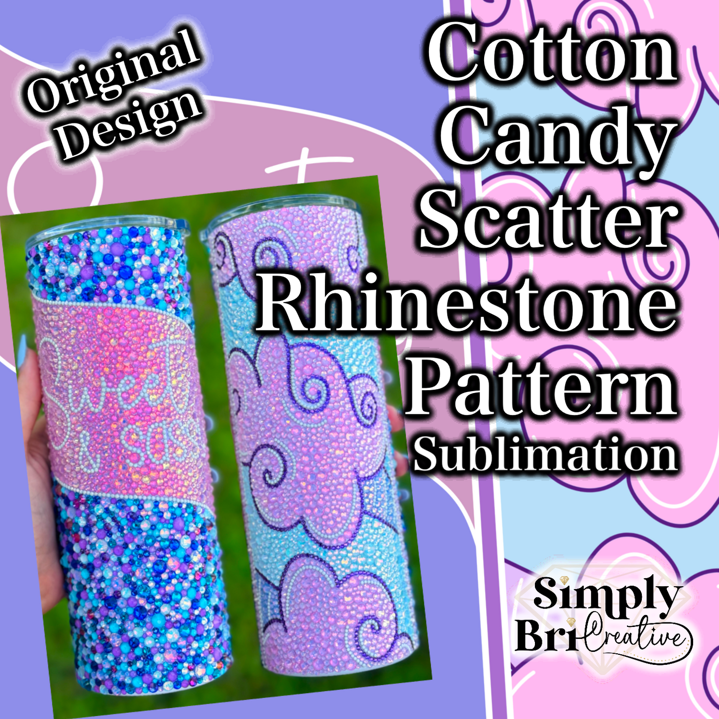Cotton Candy Rhinestone Scatter Pattern