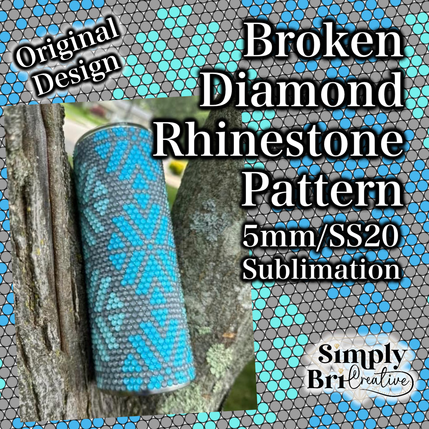 Broken Diamond Sublimation Rhinestone Pattern (5mm/SS20)