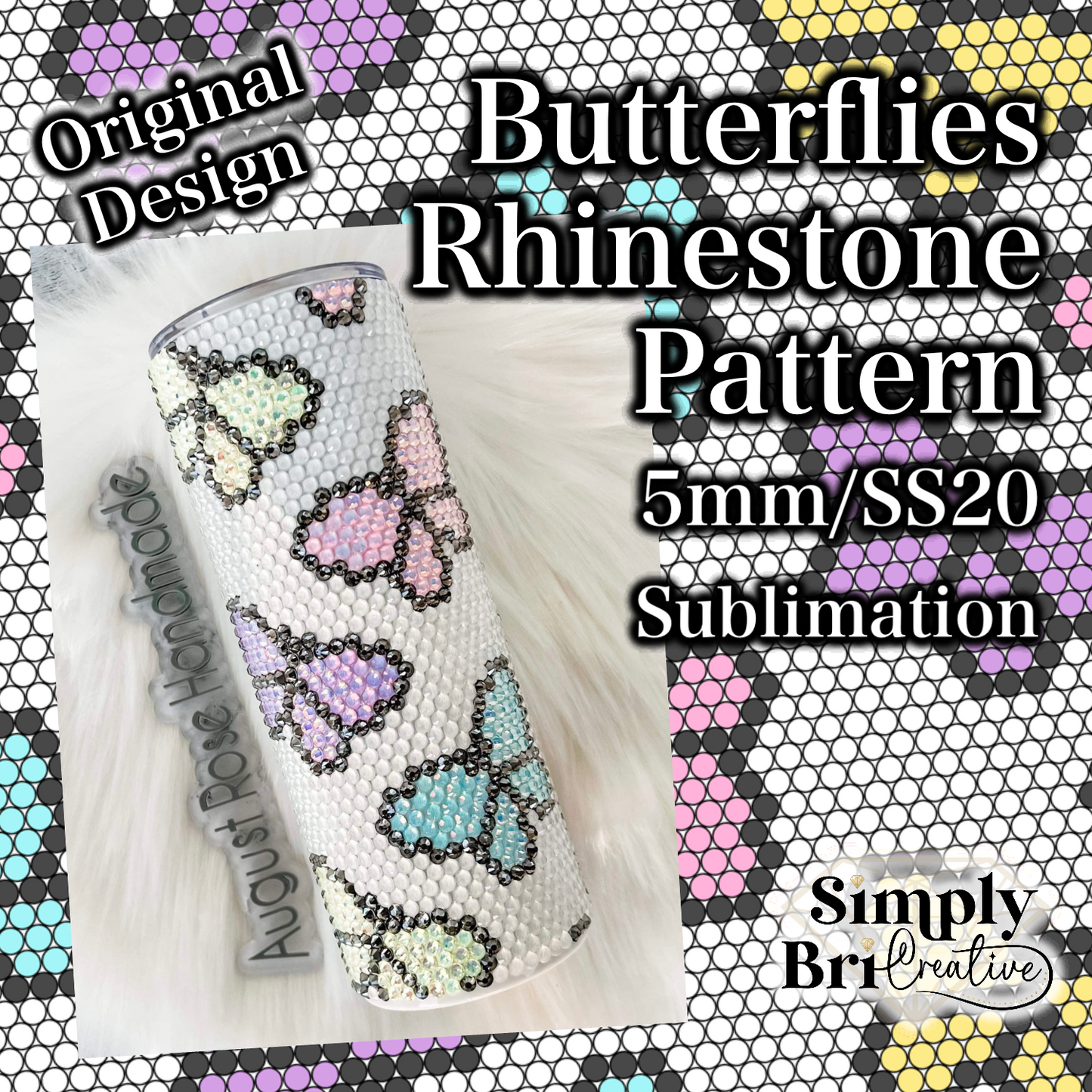 Butterflies Sublimation Rhinestone Pattern (5mm/SS20)