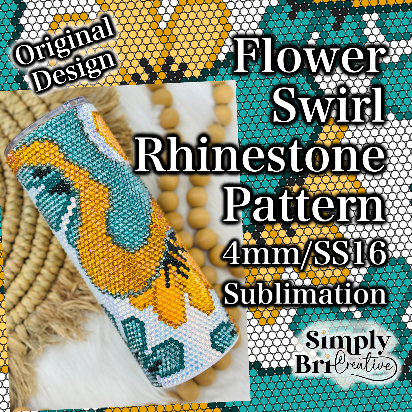 Flower Swirl Sublimation Rhinestone Pattern (4mm/SS16)