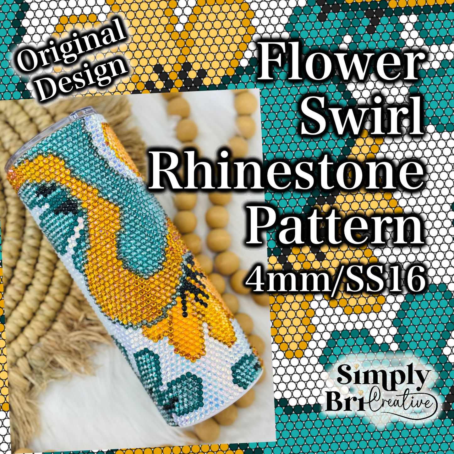 Flower Swirl Rhinestone Pattern (4mm/SS16)