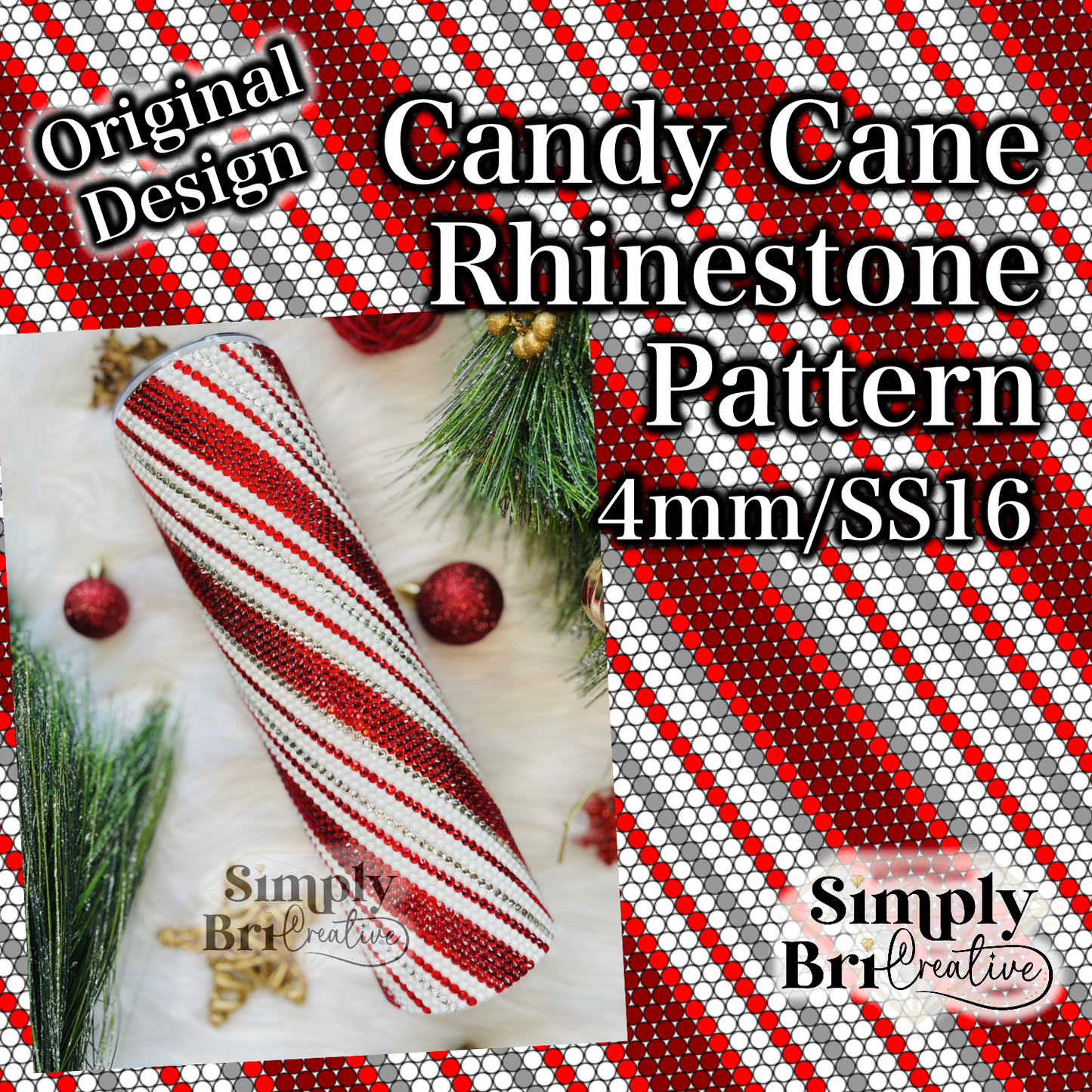 Candy Cane Rhinestone Pattern (4mm/SS16)