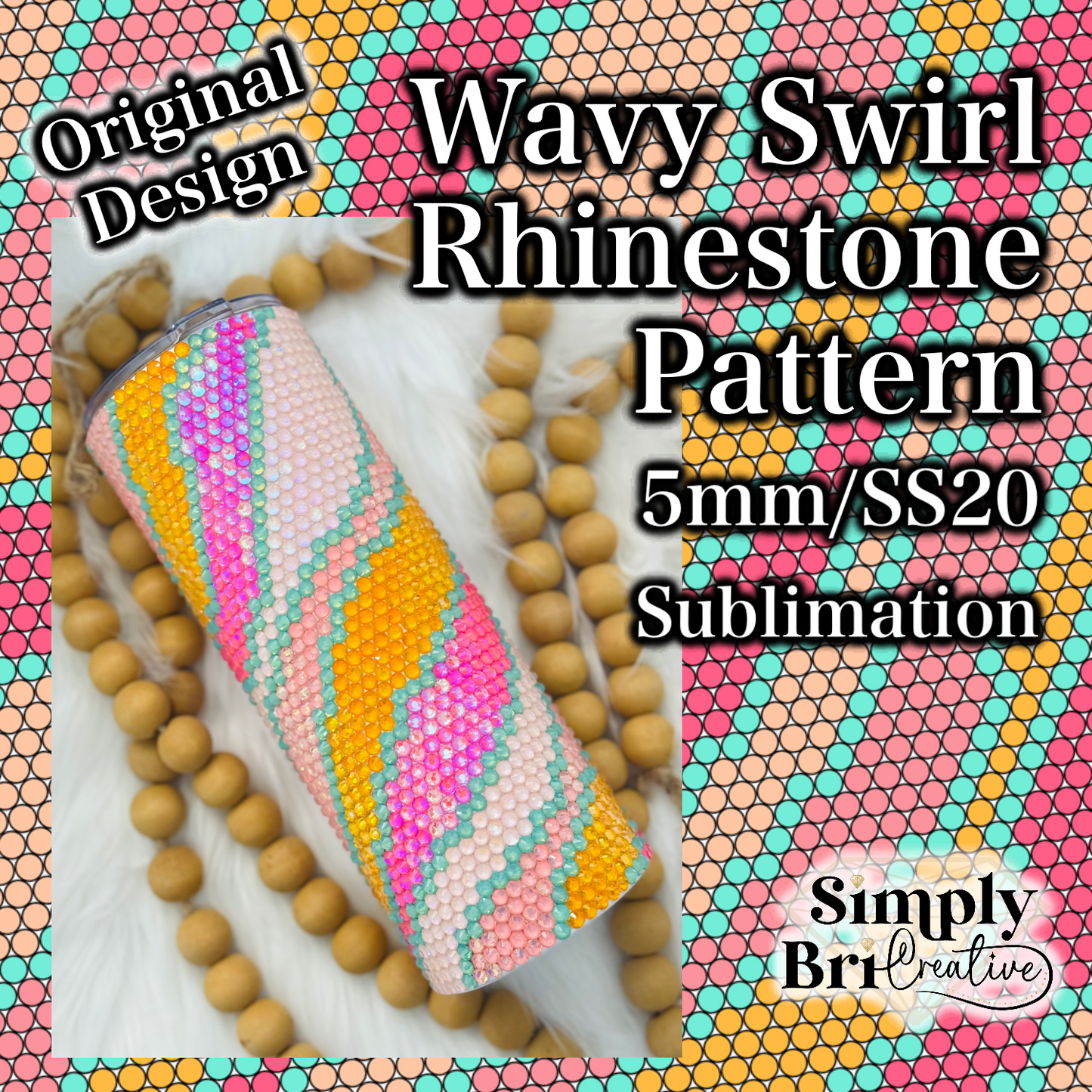 Wavy Swirl Sublimation Rhinestone Pattern (5mm/SS20)