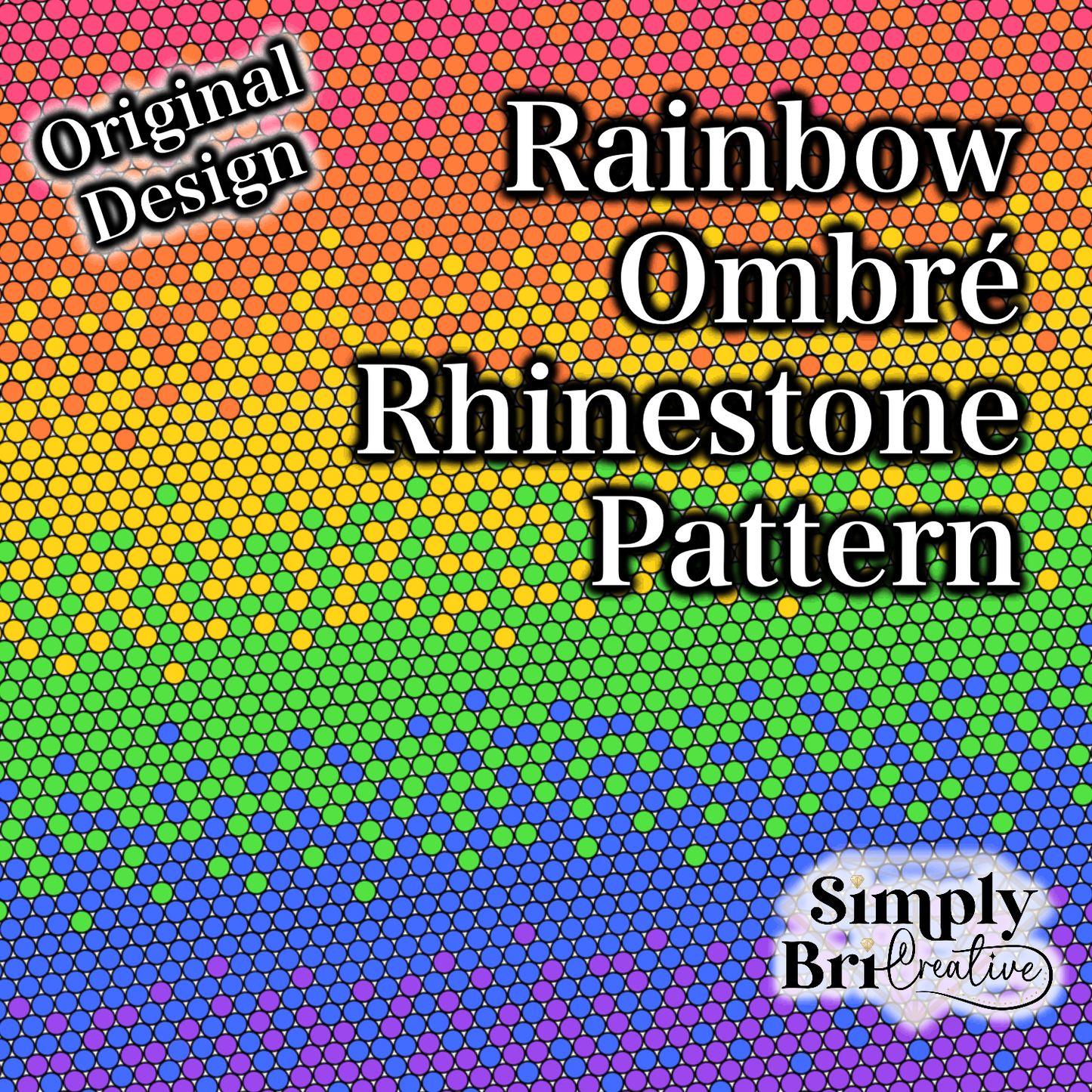 Rainbow Ombré Rhinestone Pattern (4mm/SS16)