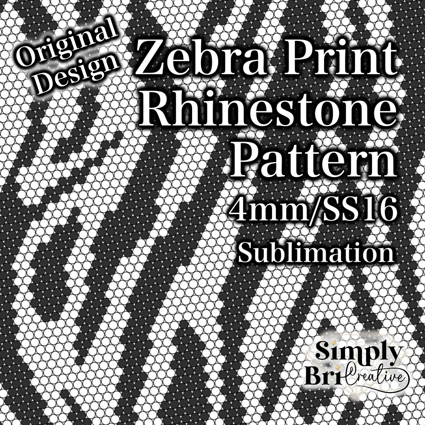 Zebra Print Sublimation Rhinestone Pattern (4mm/SS16)