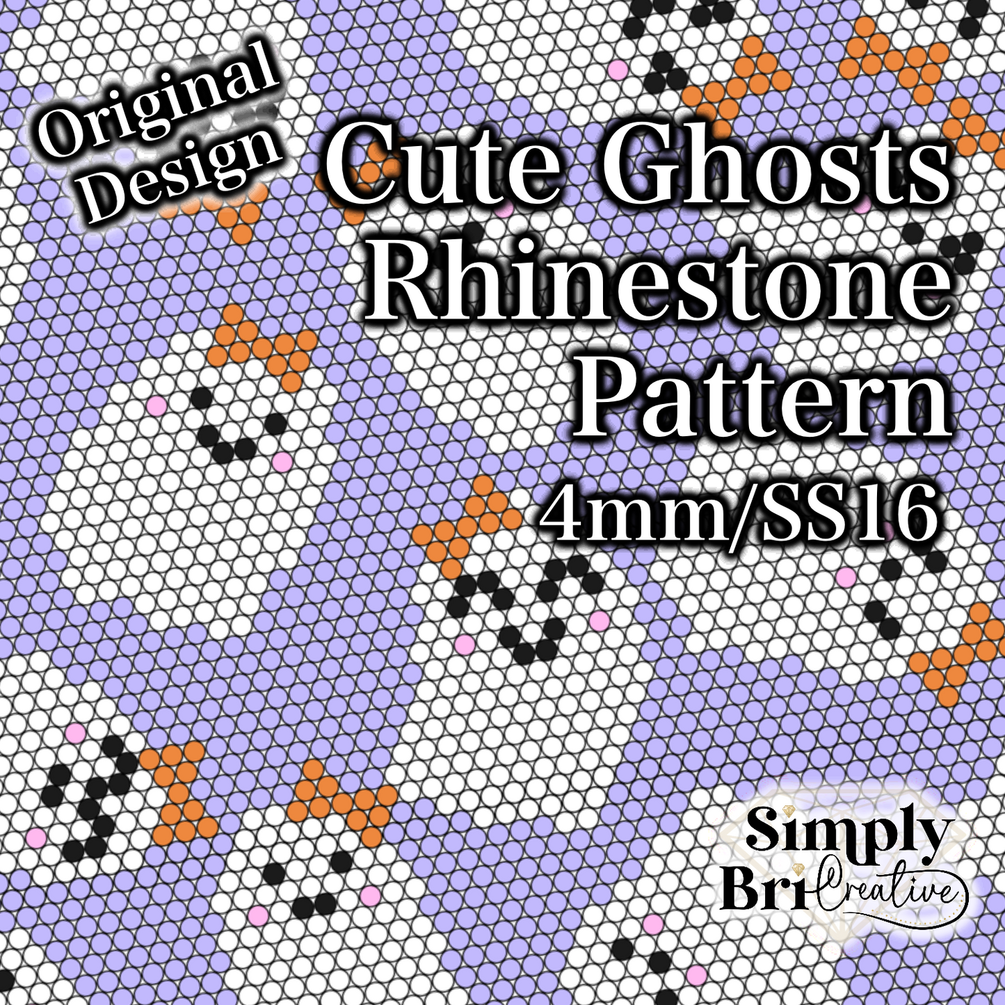 Cute Ghosts Rhinestone Pattern (4mm/SS16)