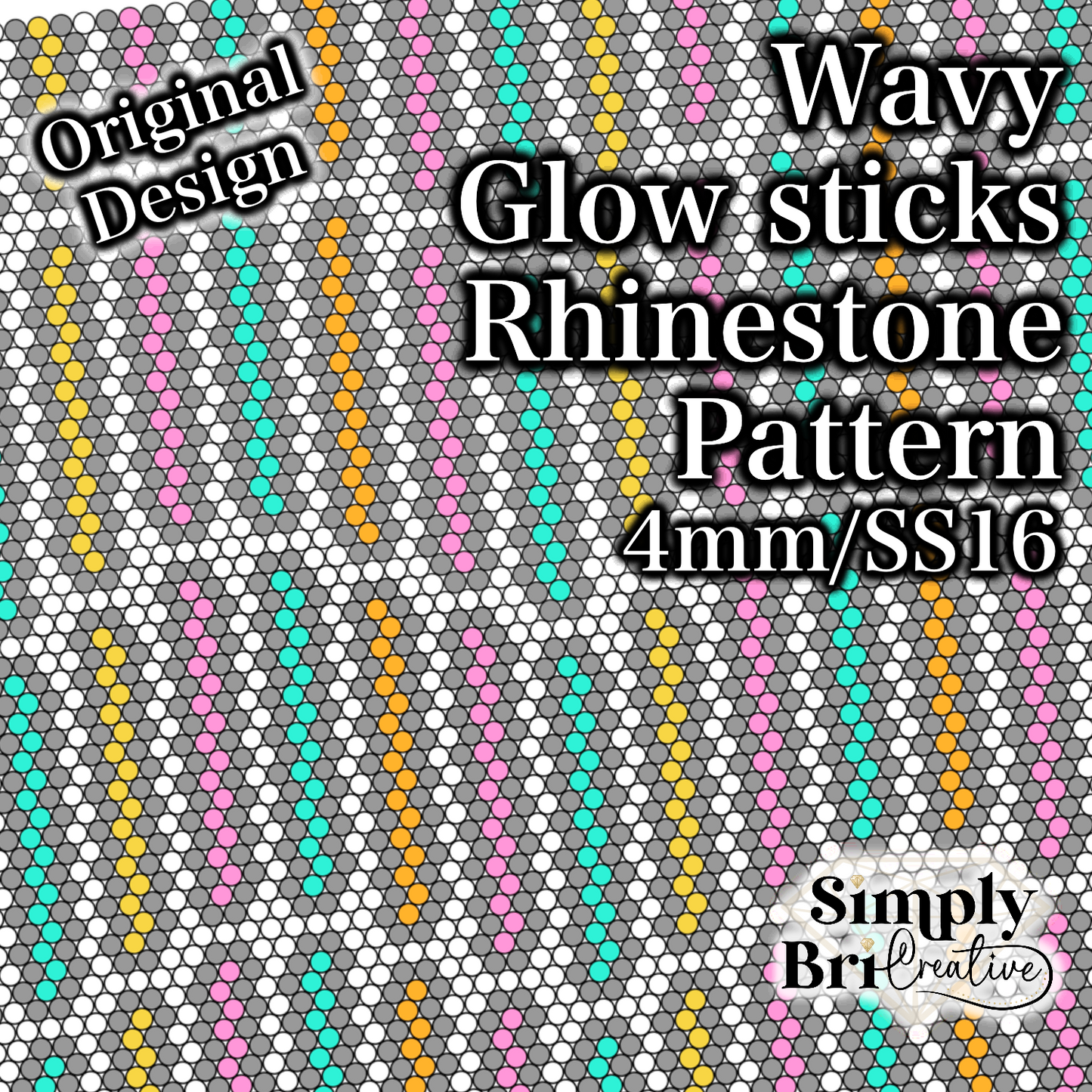 Wavy Glow Sticks Rhinestone Pattern (4mm/SS16)