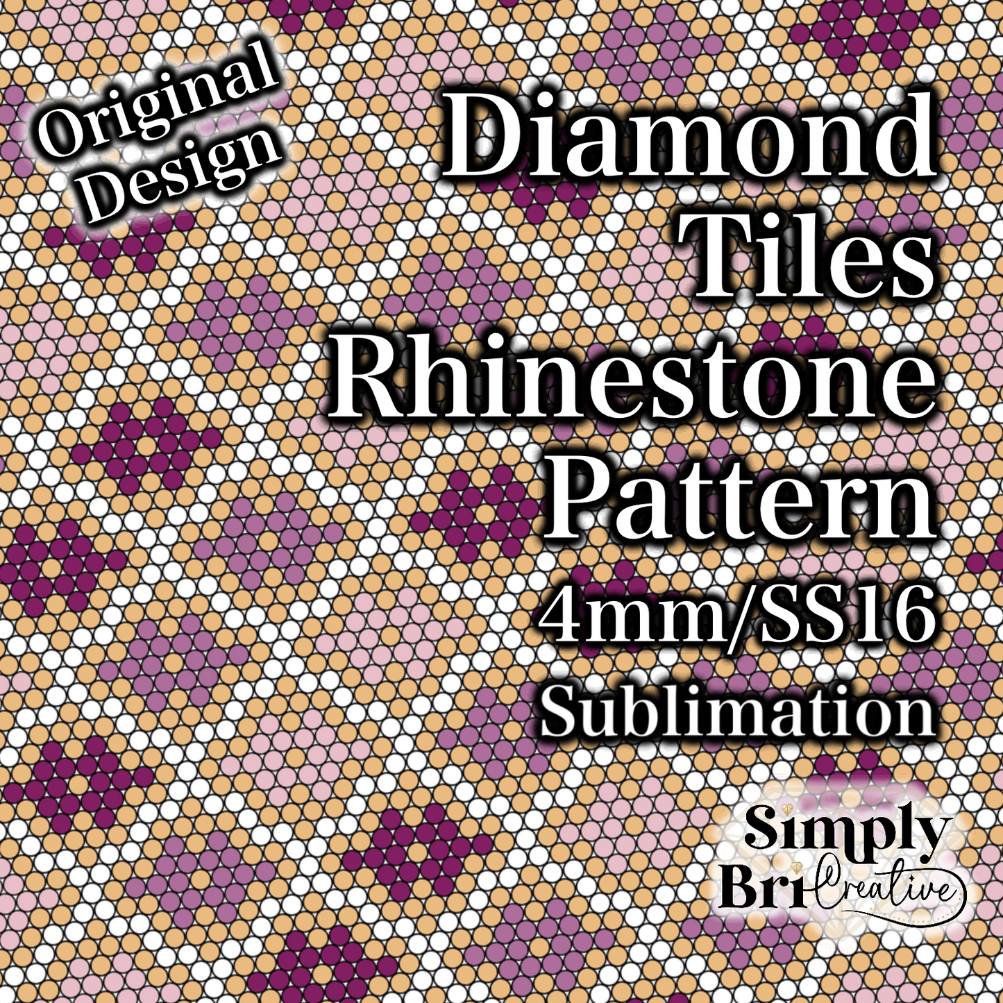 Diamond Tiles Sublimation Rhinestone Pattern (4mm/SS16)