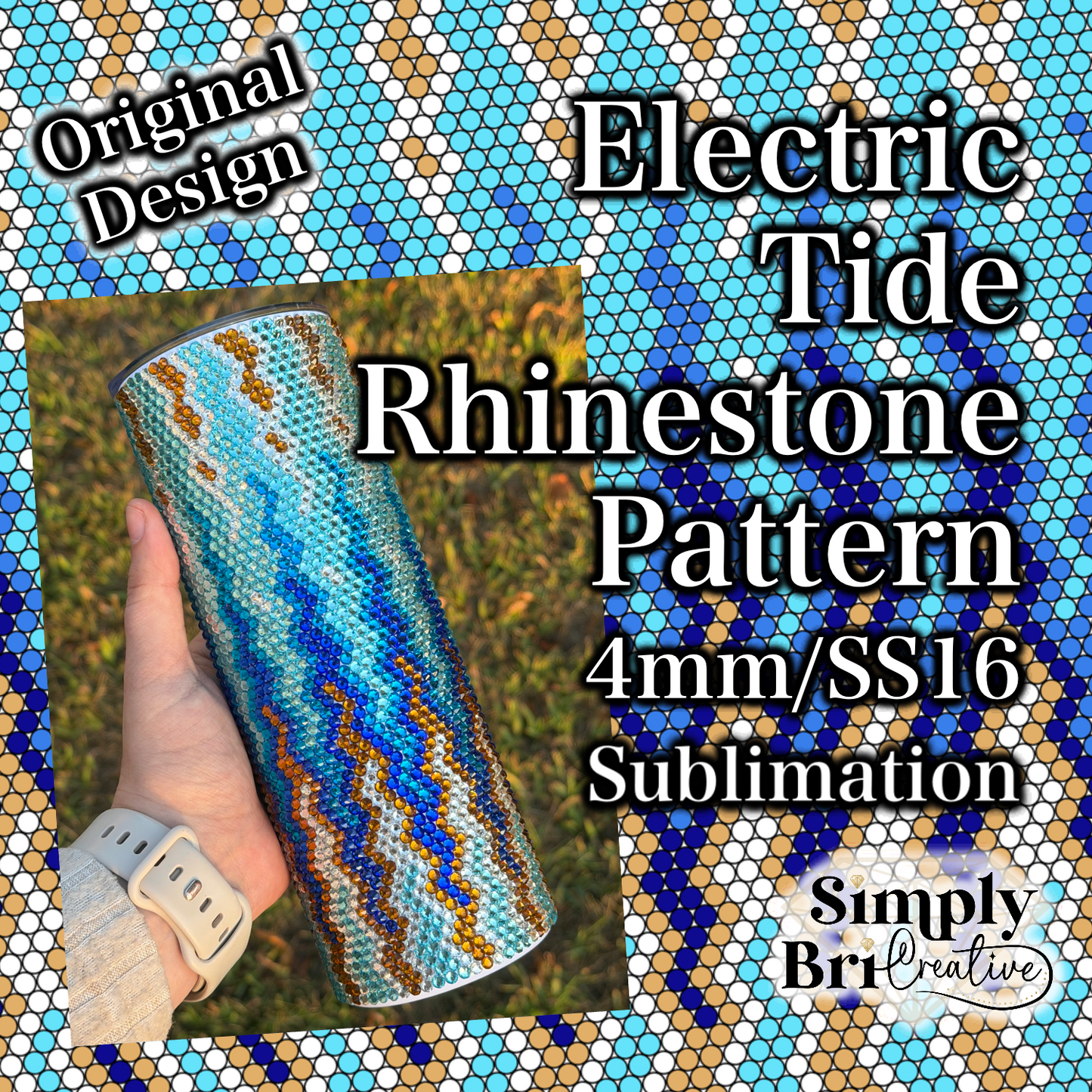 Electric Tide Sublimation Rhinestone Pattern (4mm/SS16)