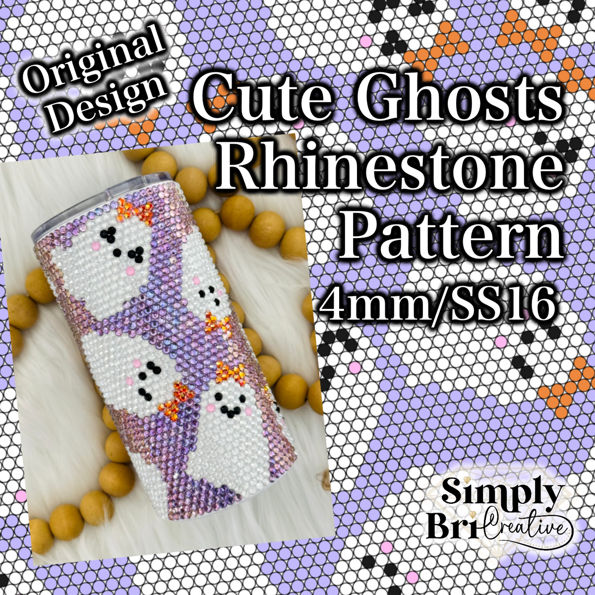 Cute Ghosts Rhinestone Pattern (4mm/SS16)