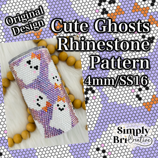 Cute Ghosts Rhinestone Pattern (4mm/SS16)
