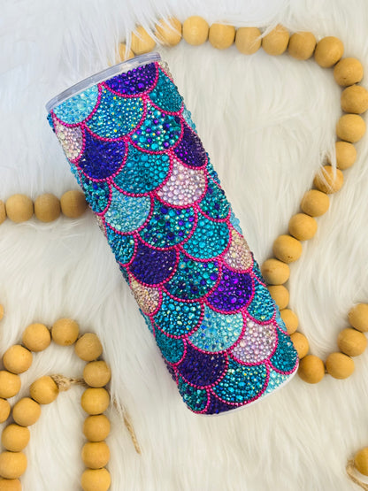 Mermaid Scale Rhinestone Tumbler