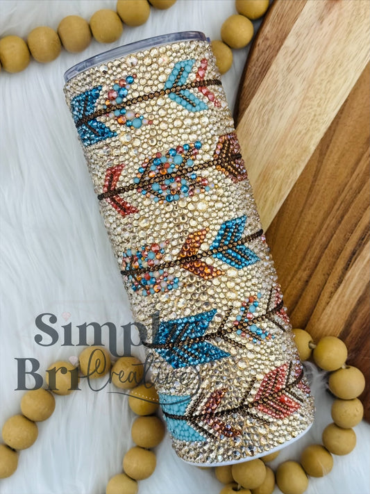 Urban Cowgirl Arrows Rhinestone Tumbler