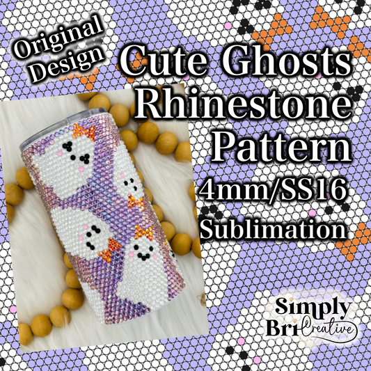 Cute Ghosts Sublimation Rhinestone Pattern (4mm/SS16)