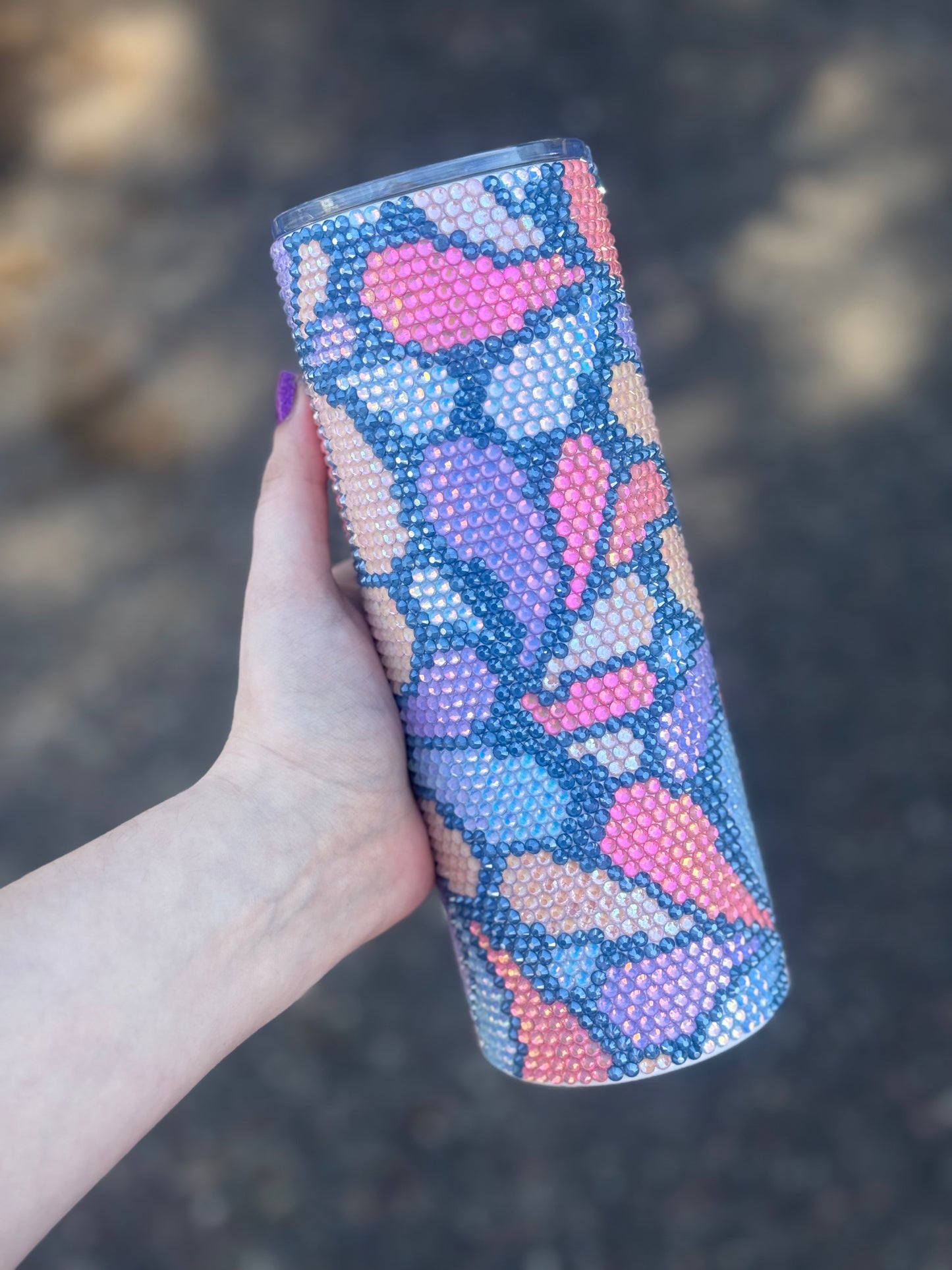 Pastel Petals Rhinestone Tumbler