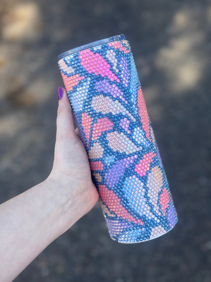 Pastel Petals Rhinestone Tumbler