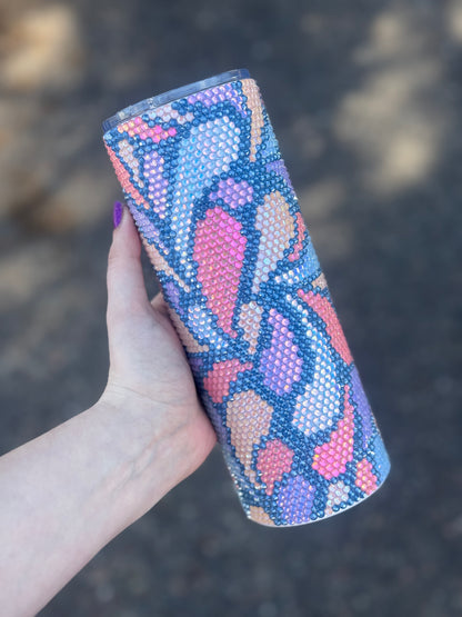 Pastel Petals Rhinestone Tumbler