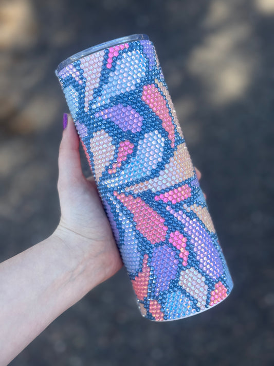 Pastel Petals Rhinestone Tumbler