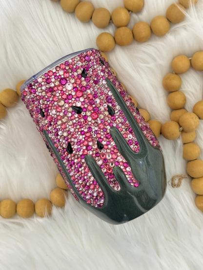 Watermelon Drip Rhinestone Tumbler