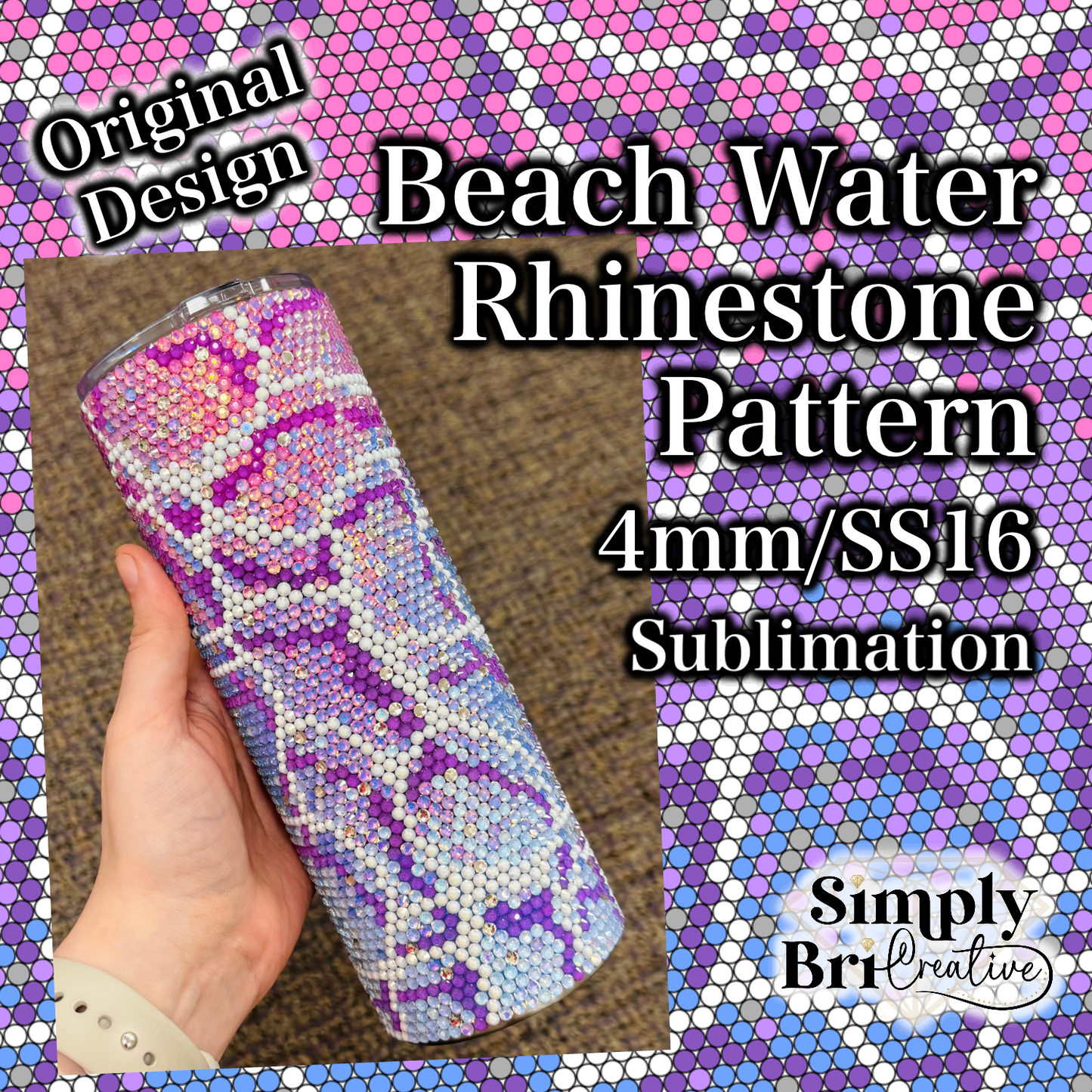 Beach Water Sublimation Rhinestone Pattern (4mm/SS16)