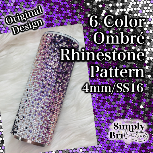6 Color Ombre Rhinestone Pattern (4mm/SS16)