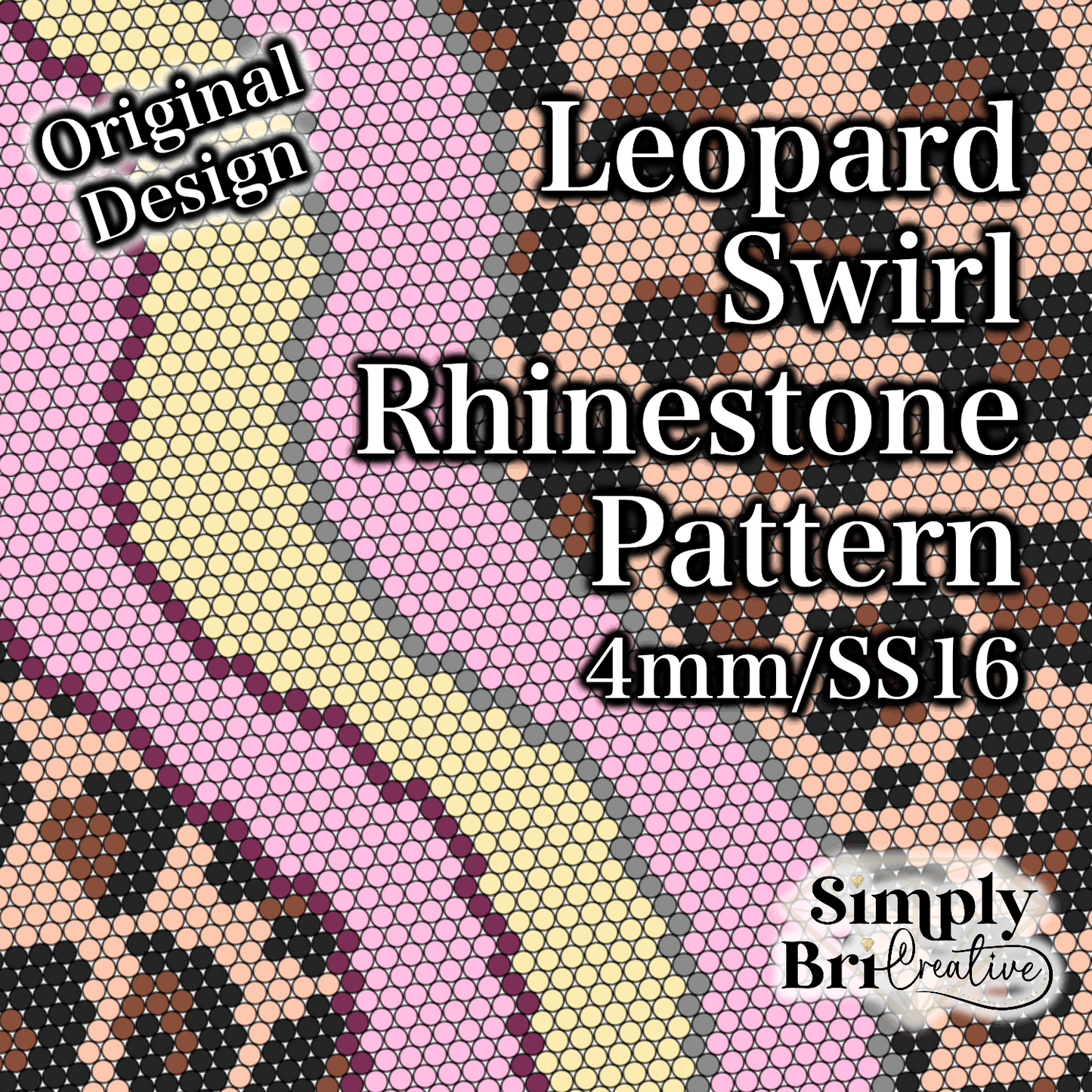 Leopard Swirl Rhinestone Pattern (4mm/SS16)