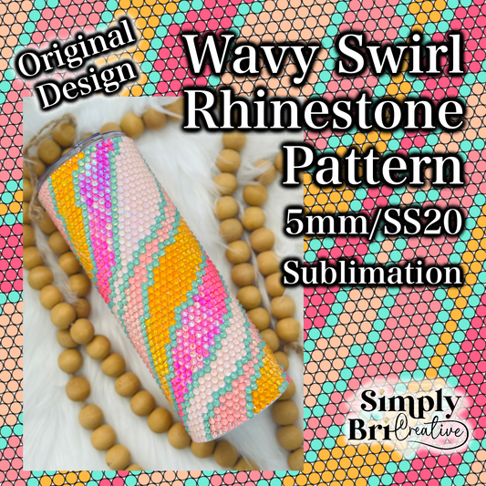 Wavy Swirl Sublimation Rhinestone Pattern (5mm/SS20)