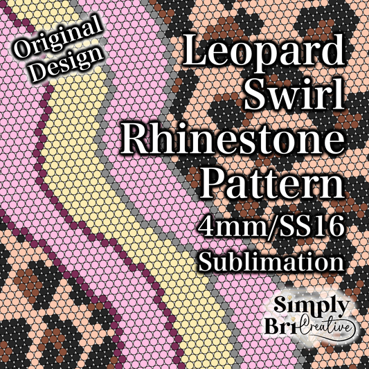 Leopard Swirl Sublimation Rhinestone Pattern (4mm/SS16)