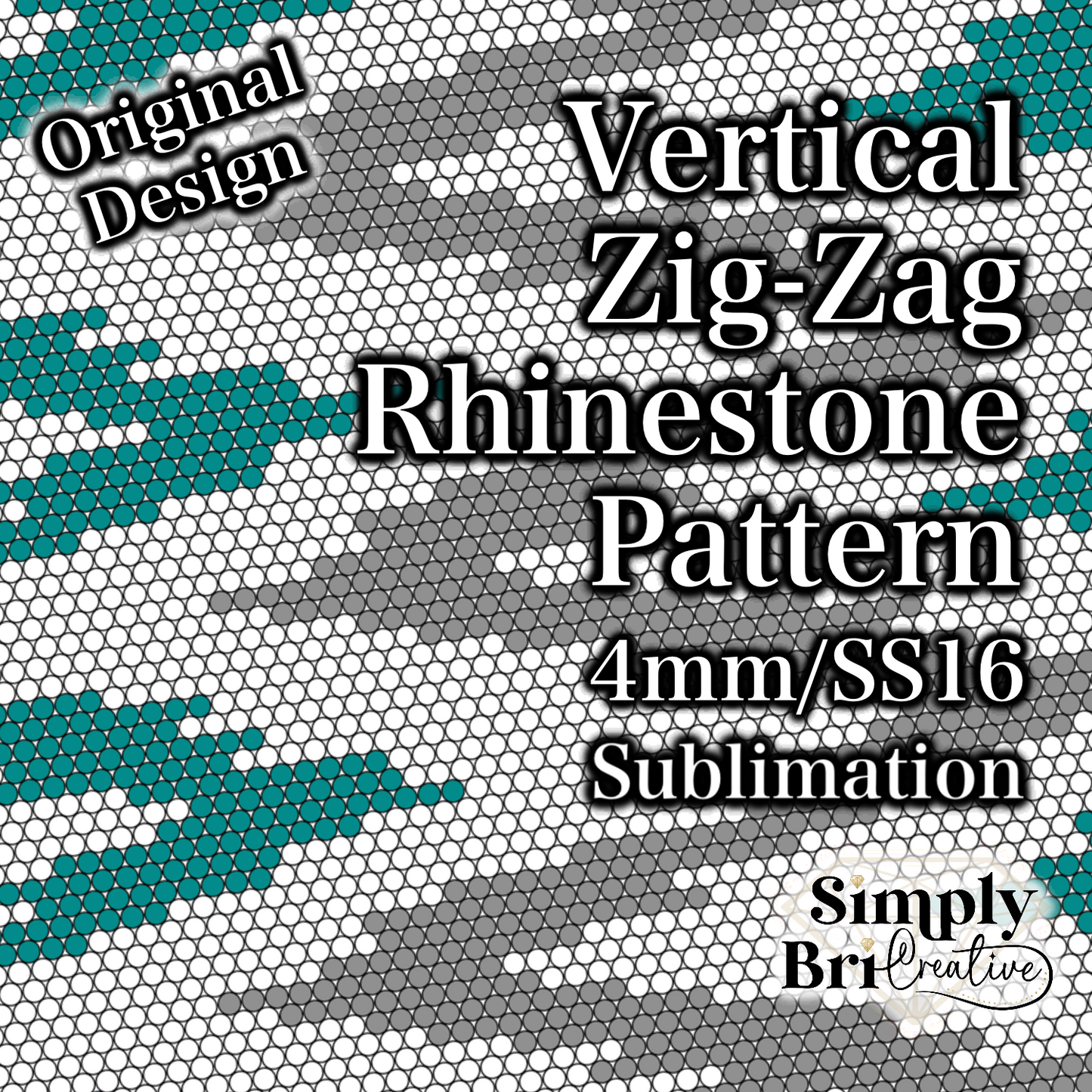 Vertical Zig-Zag Sublimation Rhinestone Pattern (4mm/SS16)