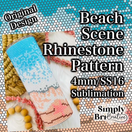 Beach Scene Sublimation Rhinestone Pattern (4mm/SS16)