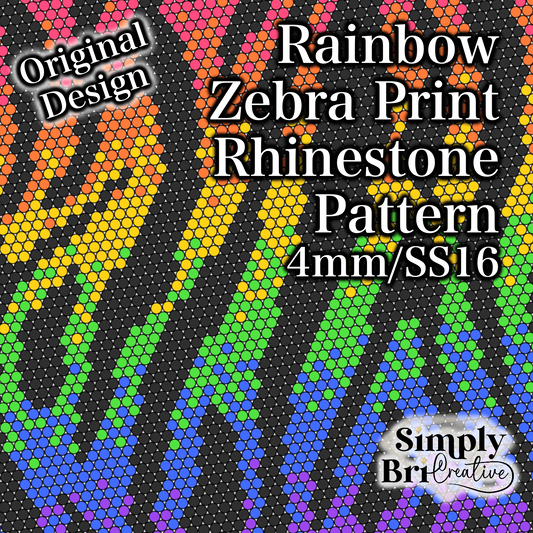Rainbow Zebra Print Rhinestone Pattern (4mm/SS16)