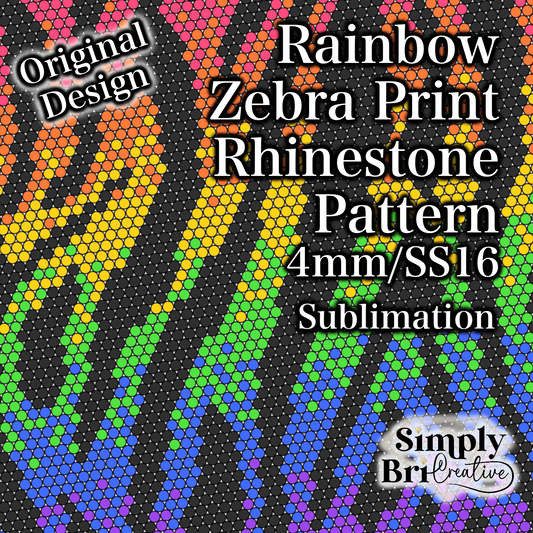 Rainbow Zebra Print Sublimation Rhinestone Pattern (4mm/SS16)