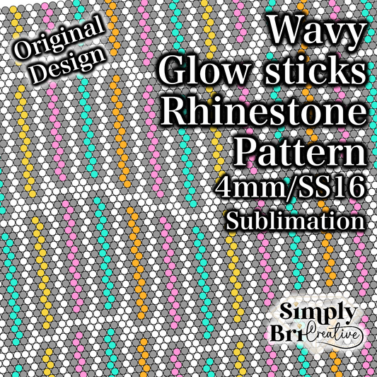 Wavy Glow Sticks Sublimation Rhinestone Pattern (4mm/SS16)