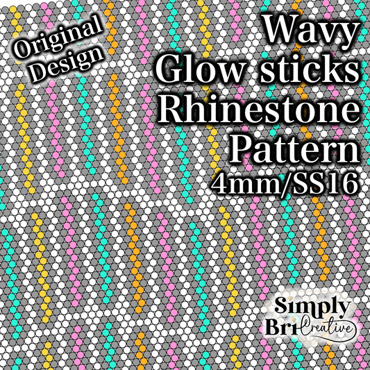 Wavy Glow Sticks Rhinestone Pattern (4mm/SS16)