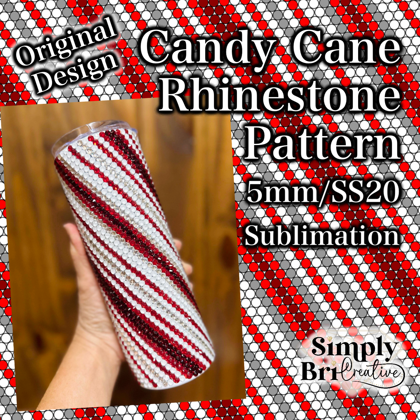 Candy Cane Sublimation Rhinestone Pattern (5mm/SS20)