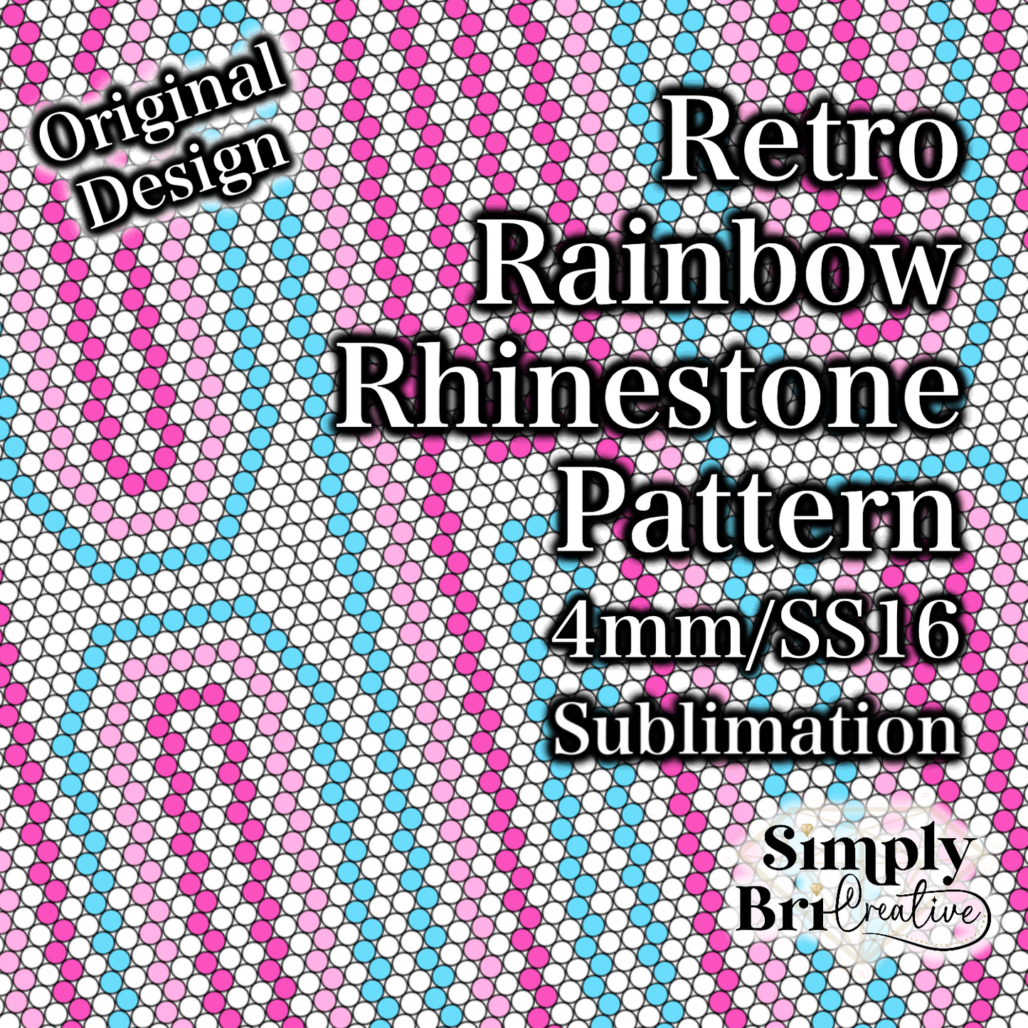 Retro Rainbow Sublimation Rhinestone Pattern (4mm/SS16)