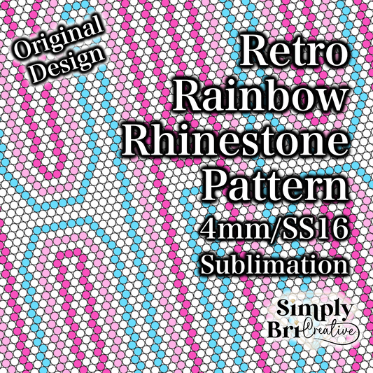Retro Rainbow Sublimation Rhinestone Pattern (4mm/SS16)