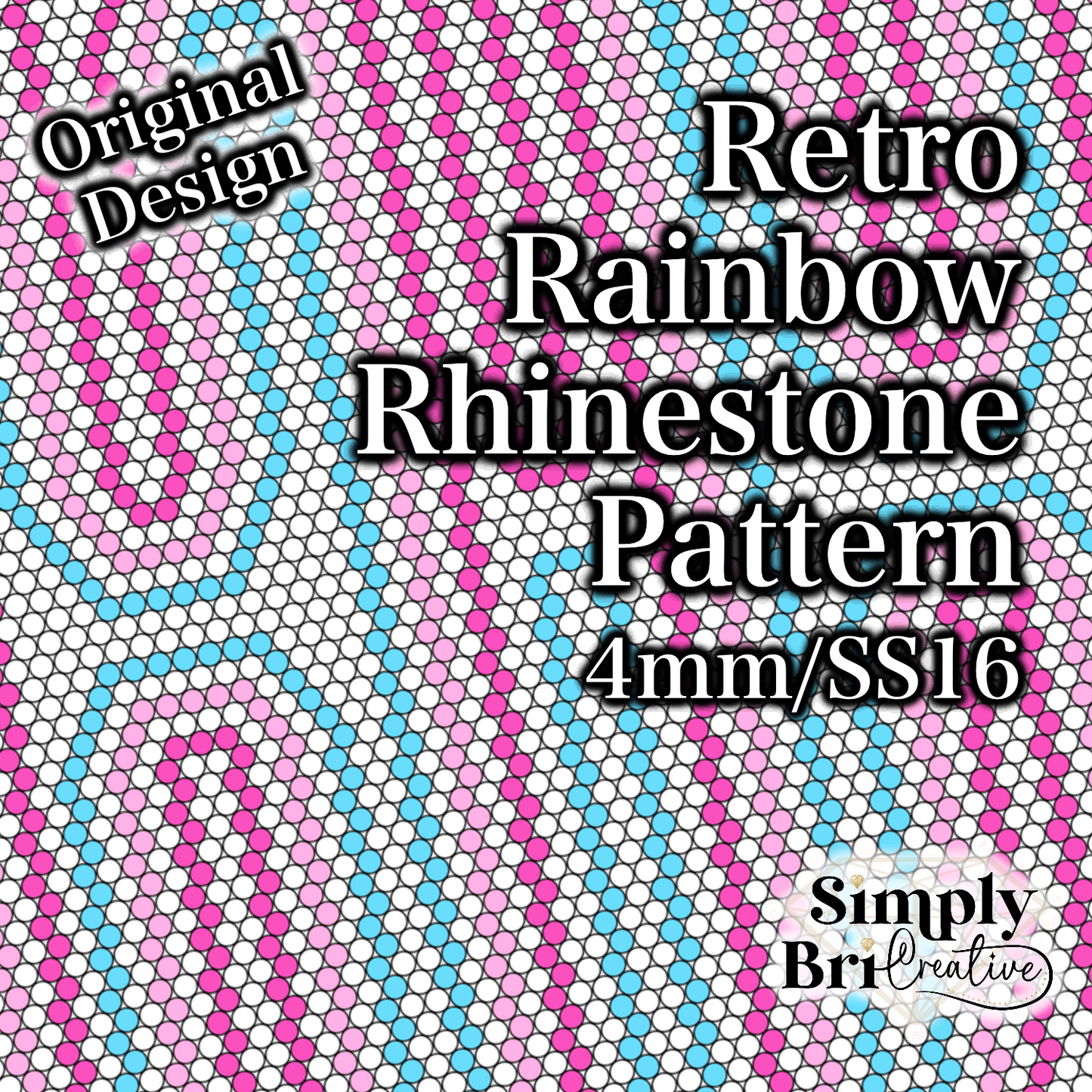 Retro Rainbow Rhinestone Pattern (4mm/SS16)