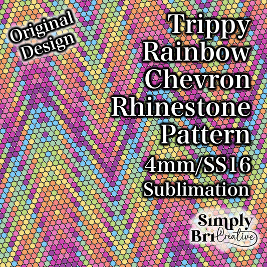 Trippy Rainbow Chevron Sublimation Rhinestone Pattern (4mm/SS16)