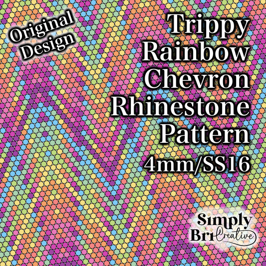 Trippy Rainbow Chevron Rhinestone Pattern (4mm/SS16)