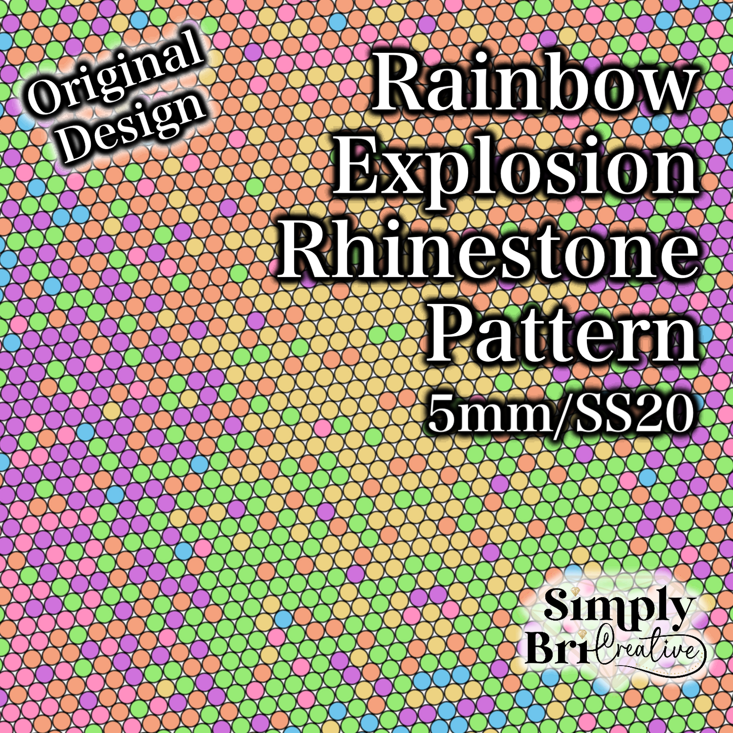 Rainbow Explosion Rhinestone Pattern (5mm/SS20)