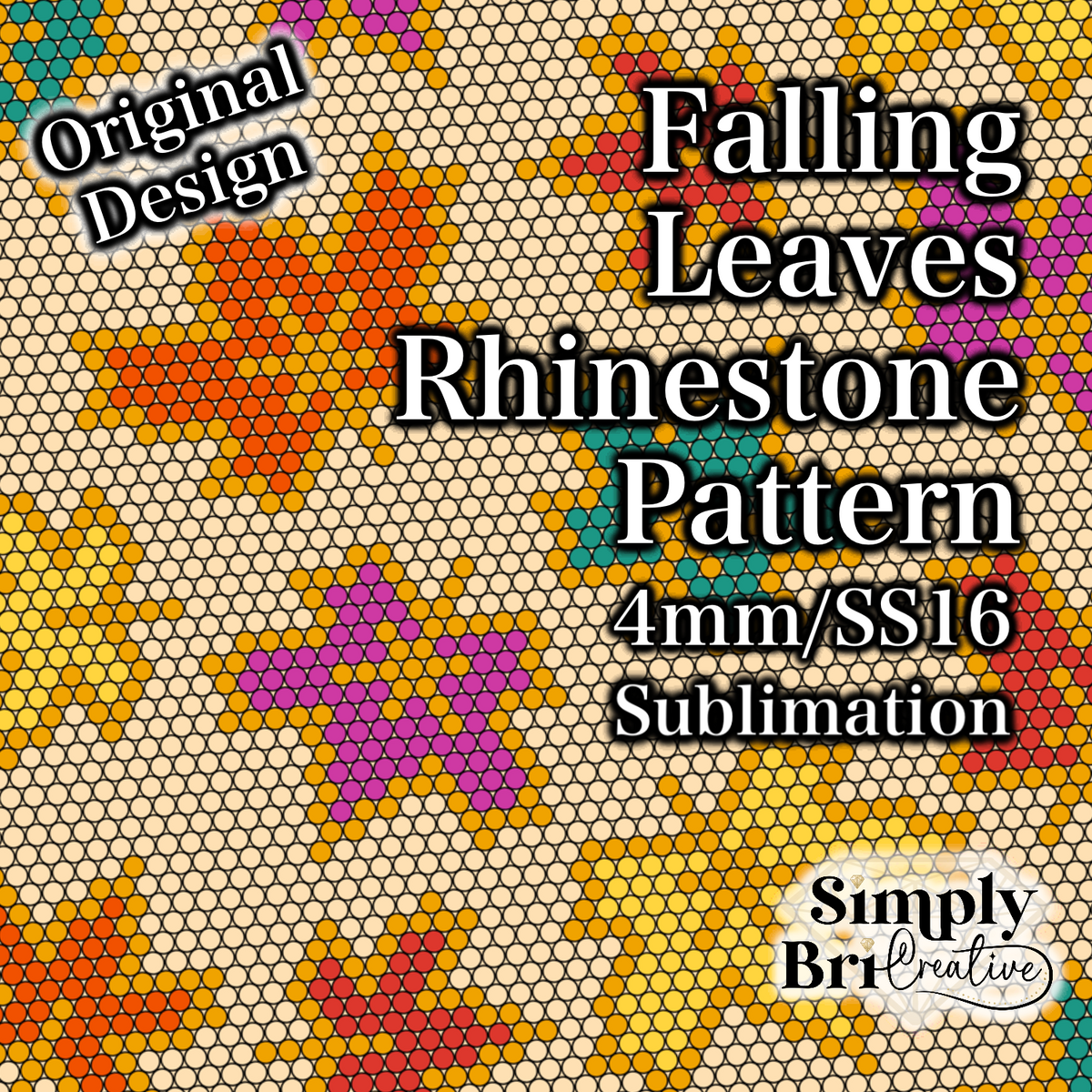 Falling Leaves Sublimation Rhinestone Pattern (4mm/SS16)