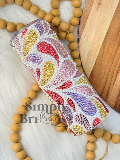Pastel Petals Rhinestone Tumbler